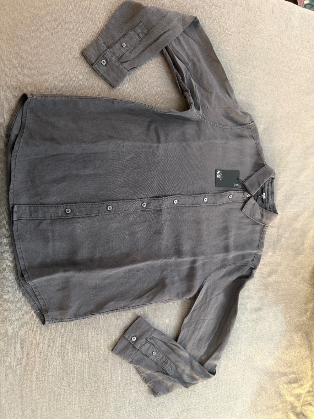 PAIGE Peters Shirt Men’s Medium Vintage Weathered Blue Linen Lyocell NWT